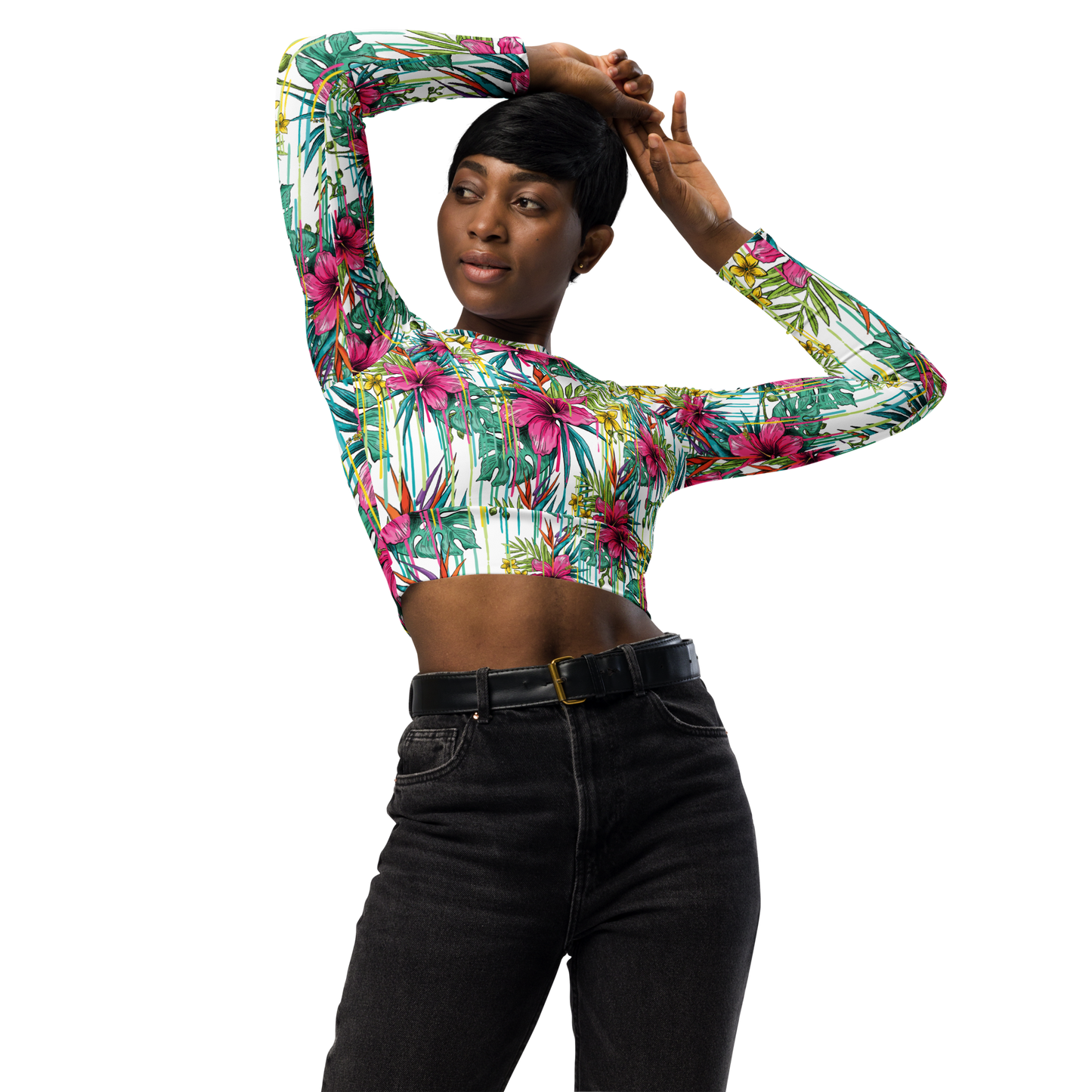 Recycled long-sleeve crop top