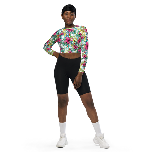 Recycled long-sleeve crop top